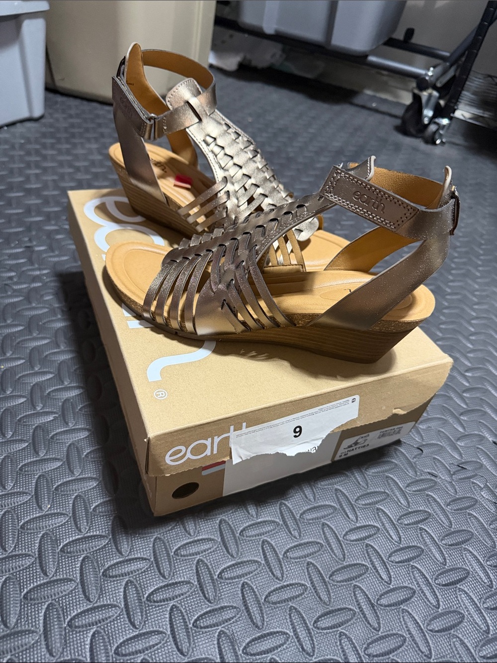 Earth Origins Metallic Bronze Woven Wedge Sandals